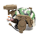 Дитячий військовий шолом із ліхтариком і мікрофоном, військовий набір, фото 3