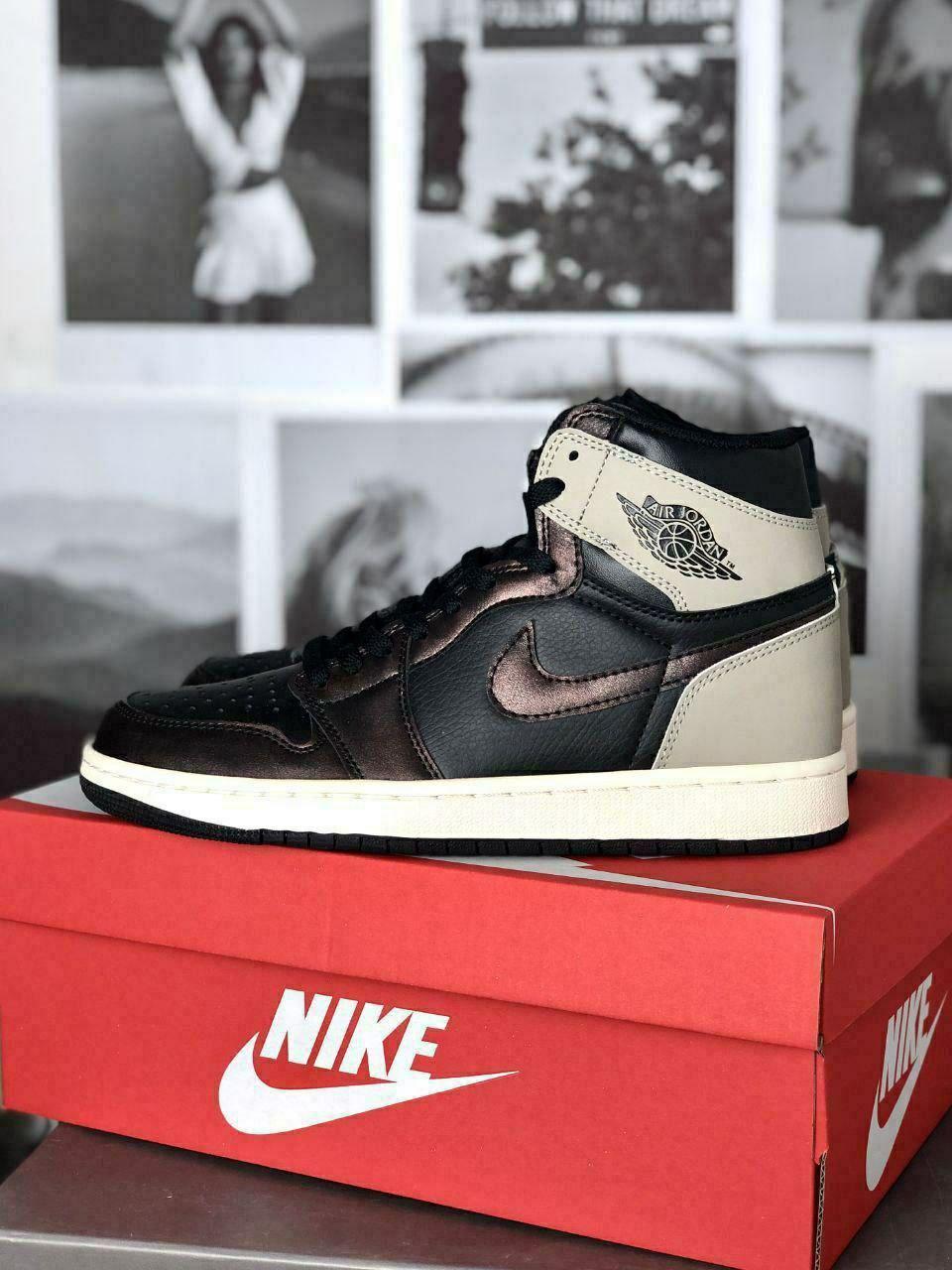 Чоловічі кросівки Nike Air Jordan 1 Retro High OG (сіро-чорні) високі повсякденні 7454 Найк vkross