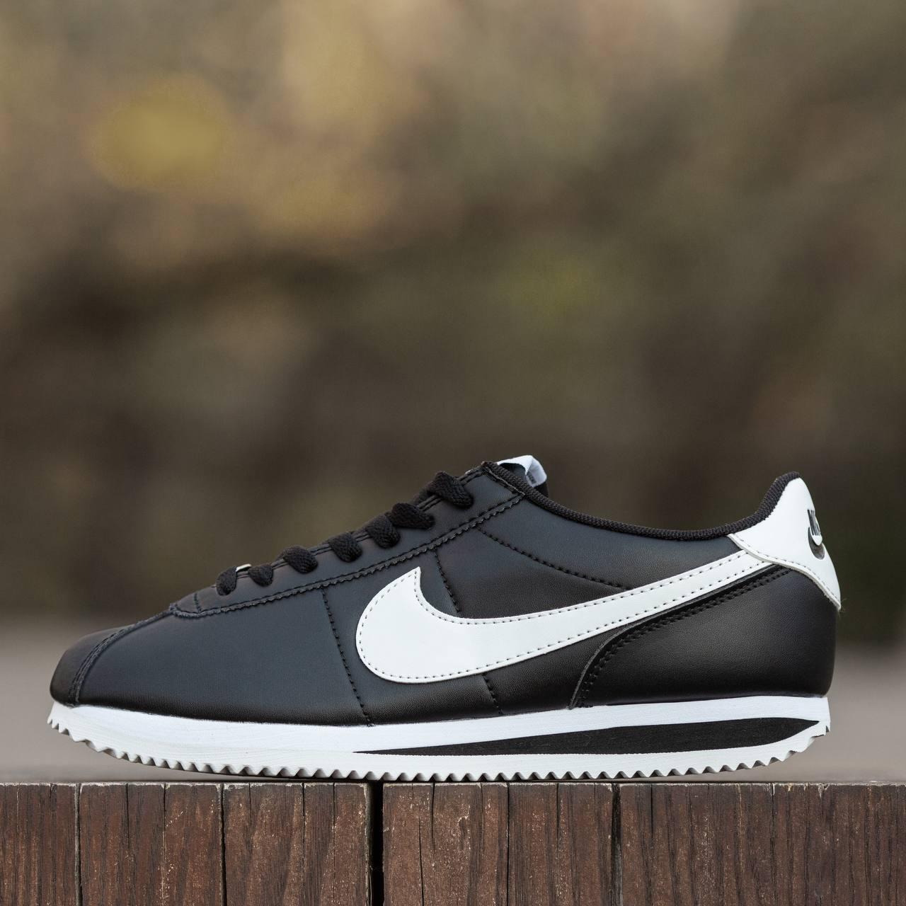 Чоловічі повсякденні кросівки Nike Cortez Black White (чорно-білі) модні демісезонні кроси 1920 Найк vkross