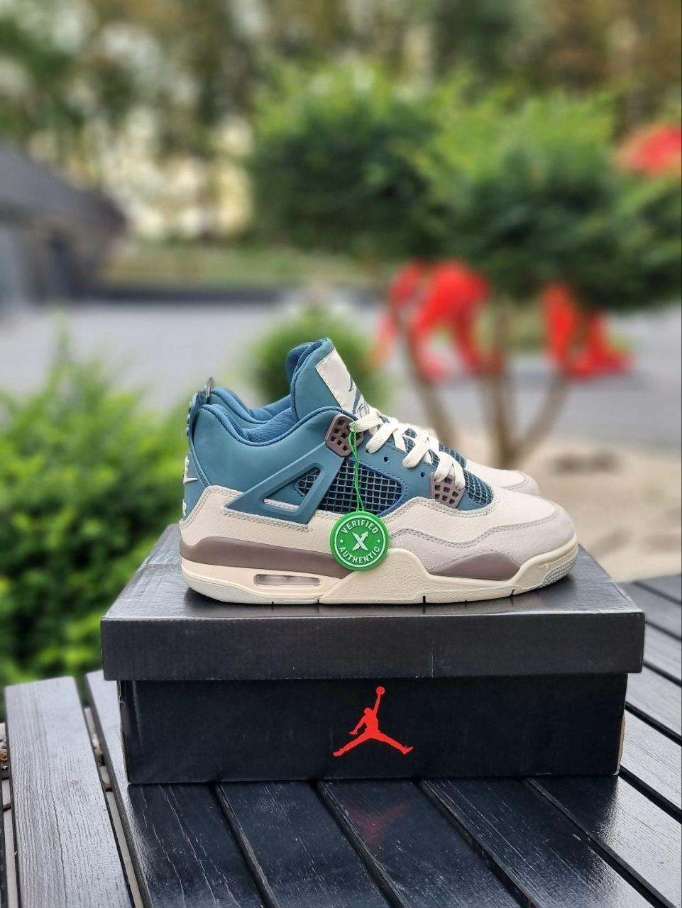 Чоловічі кросівки Nike Air Jordan Retro 4 Premium (біло-сині) високі повсякденні 01181 Найк vkross