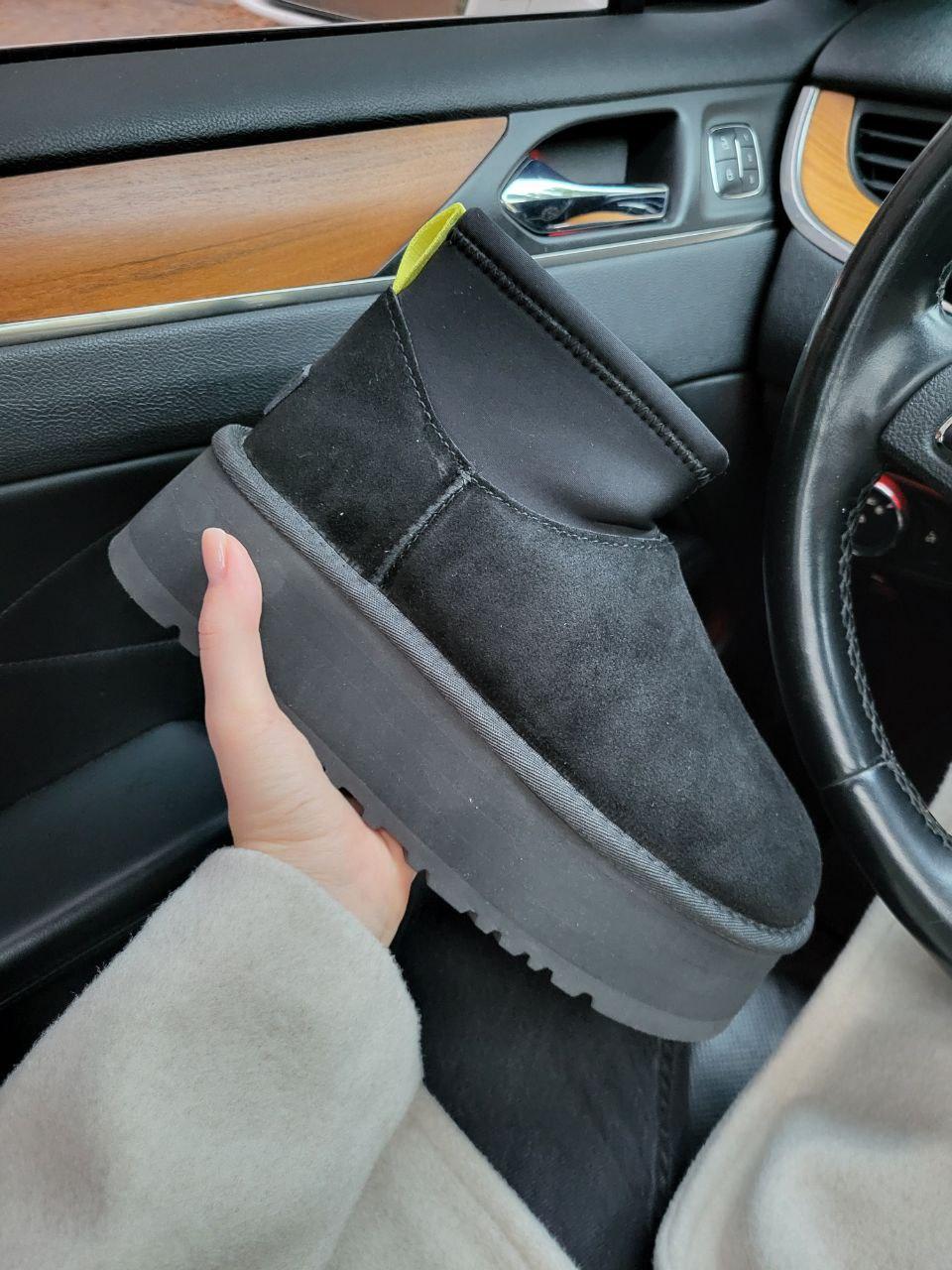 Жіночі повсякденні уги UGG Classic Mini Dipper (чорні) модне зимове взуття 630 Уги vkross, фото 1