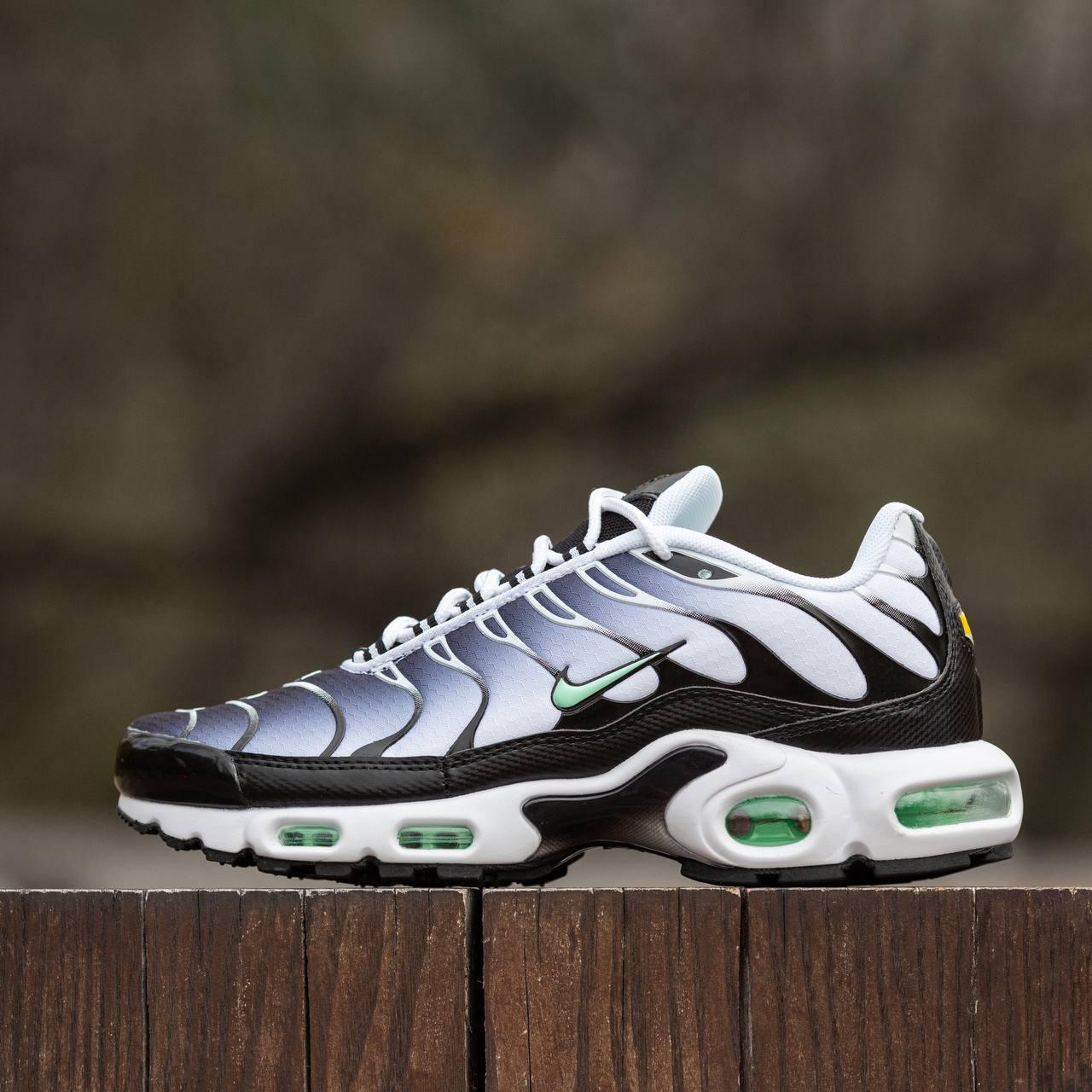 Чоловічі кросівки Nike Air Max TN White/Black/Mint (чорно-зелені) стильні кросівки 1240 Найк vkross