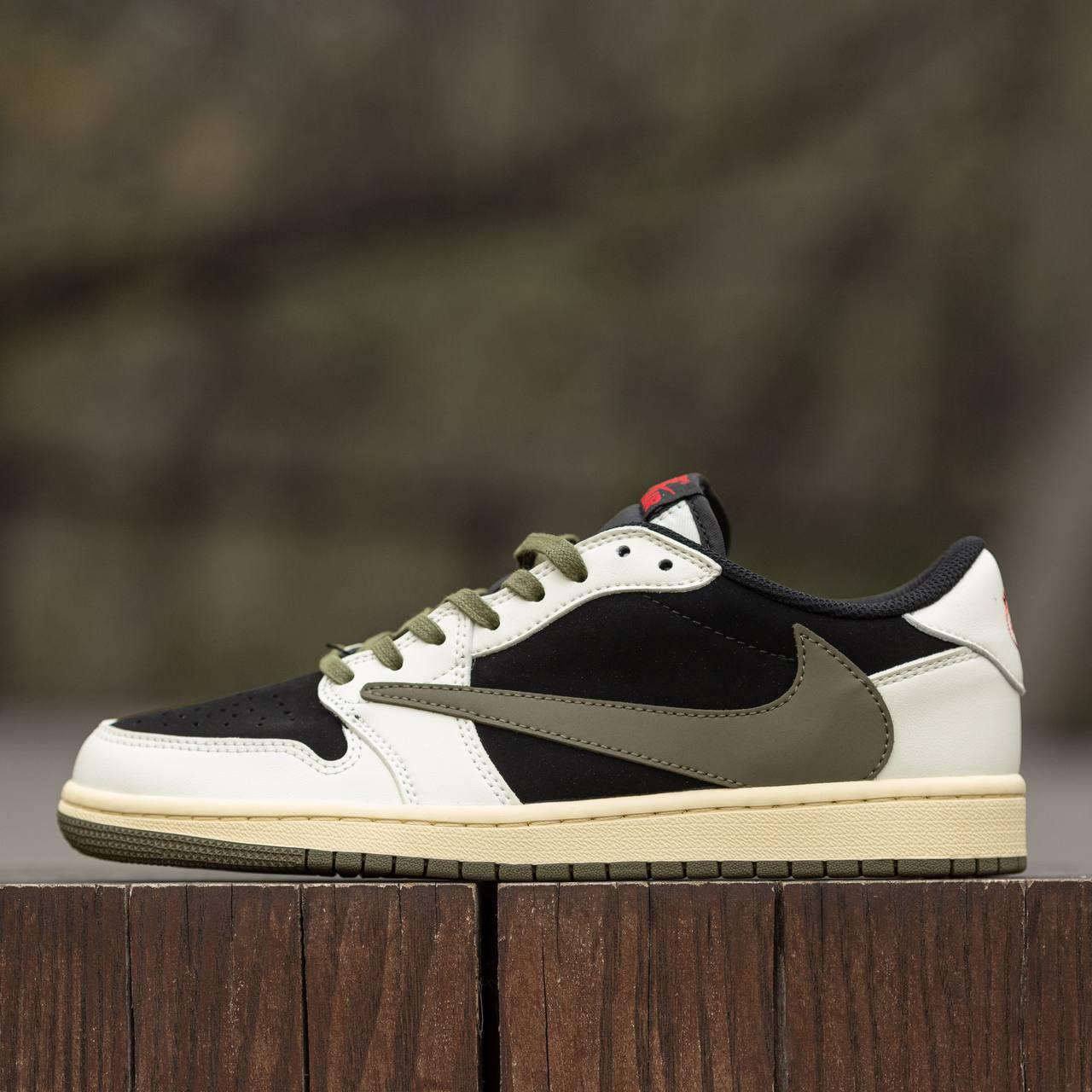 Чоловічі кросівки Nike Air Jordan Retro 1 Low x Travis Scott OG Olive (оливкові) спортивні 1886 Найк vkross