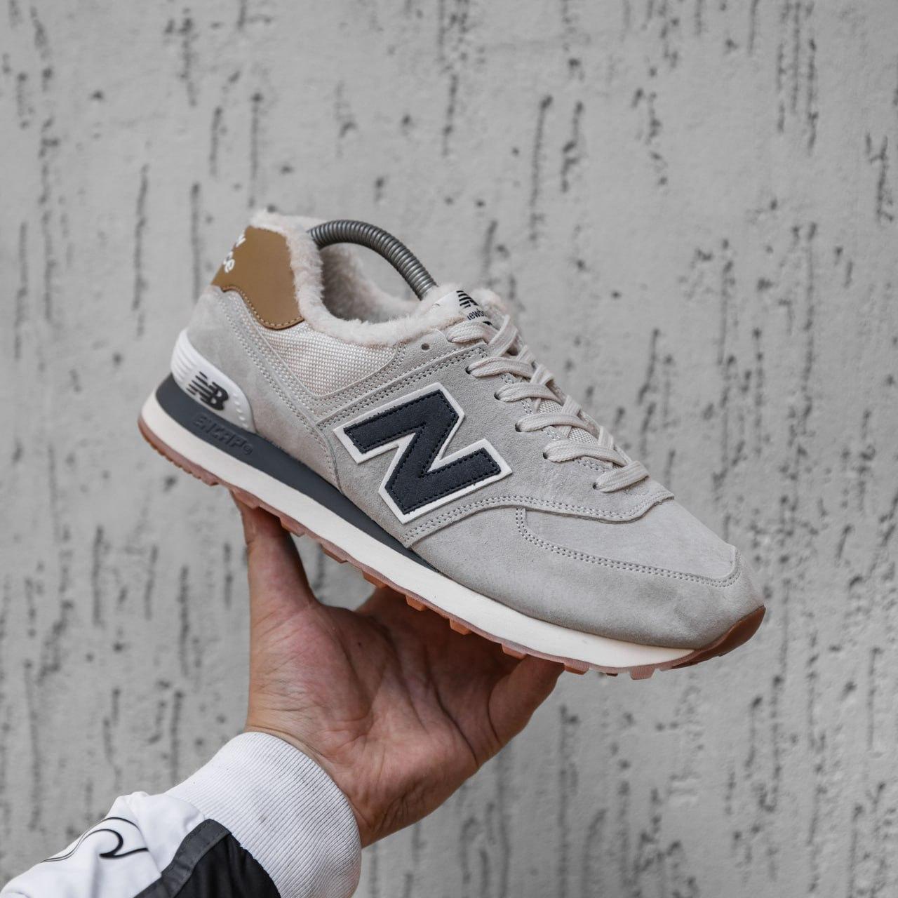 Жіночі зимові кросівки New Balance 574 Winter (сірі) повсякденні замшеві кроси 2506 Нью Беленс vkross, фото 1