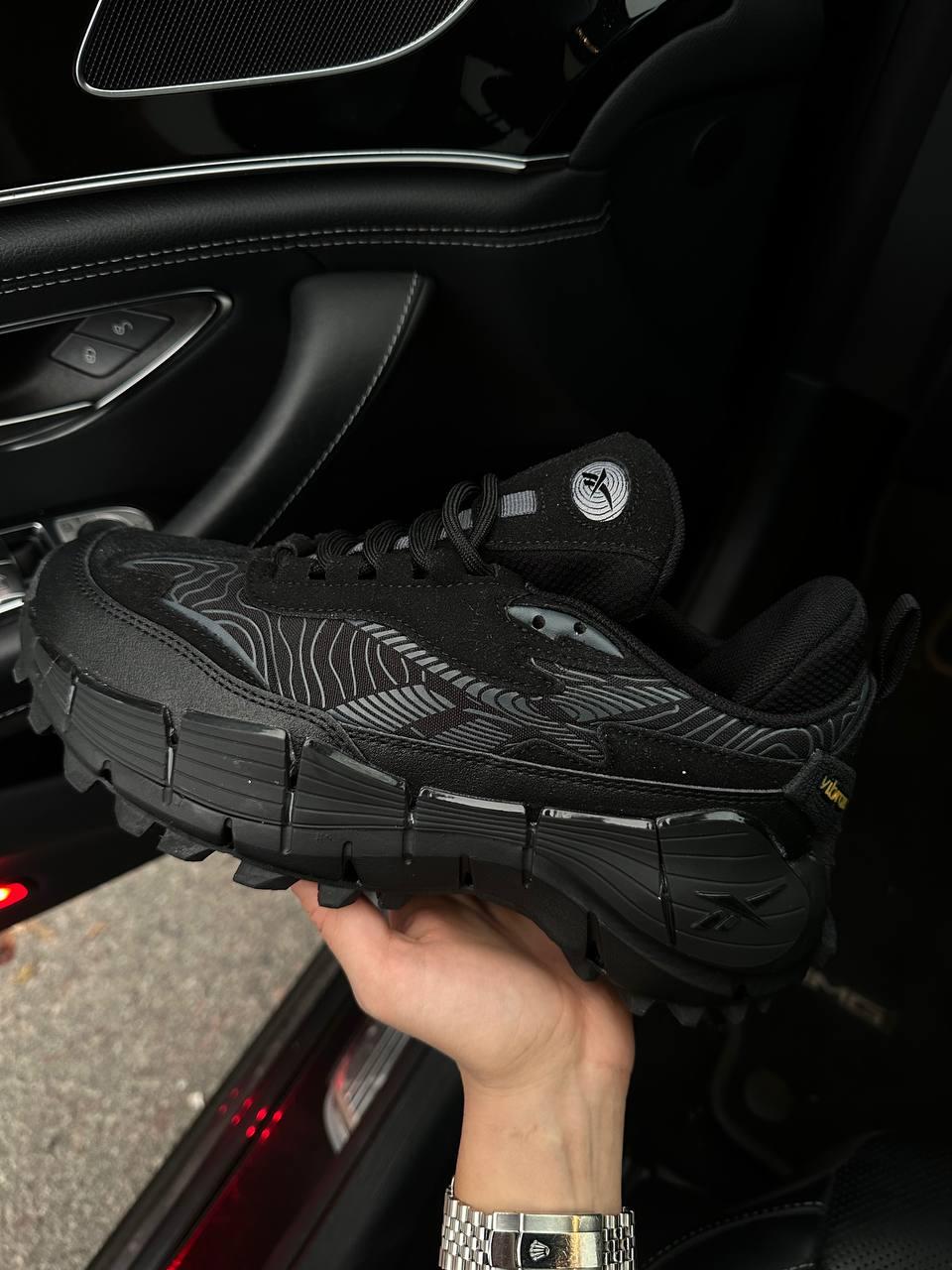 Чоловічі спортивні кросівки Reebok Zig Kinetica 2.5 Edge (чорні) модні повсякденні кросівки RE001 Рибок vkross