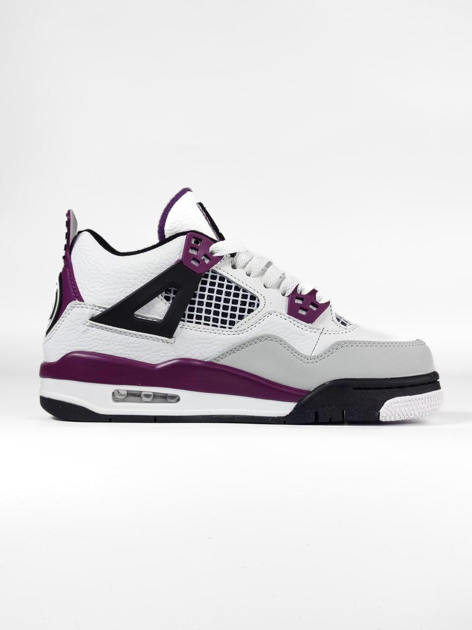 Жіночі зимові кросівки Nike Air Jordan 4 Paris Fur (білі з фіолетовим) високі повсякденні NK758 Найк vkross, фото 1