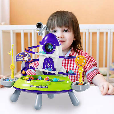 Інтерактивна магнітна риболовля Ракета мелодії історії англійською Розвиваюча іграшка вудочки рибки підіймач