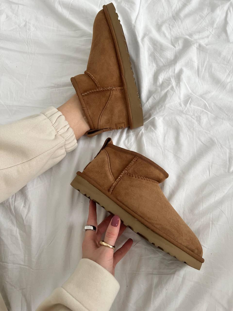 Жіночі зимові уги UGG Ultra Mini Camel Premium (коричневі) модне повсякденне взуття 6765289 Уги vkross, фото 1
