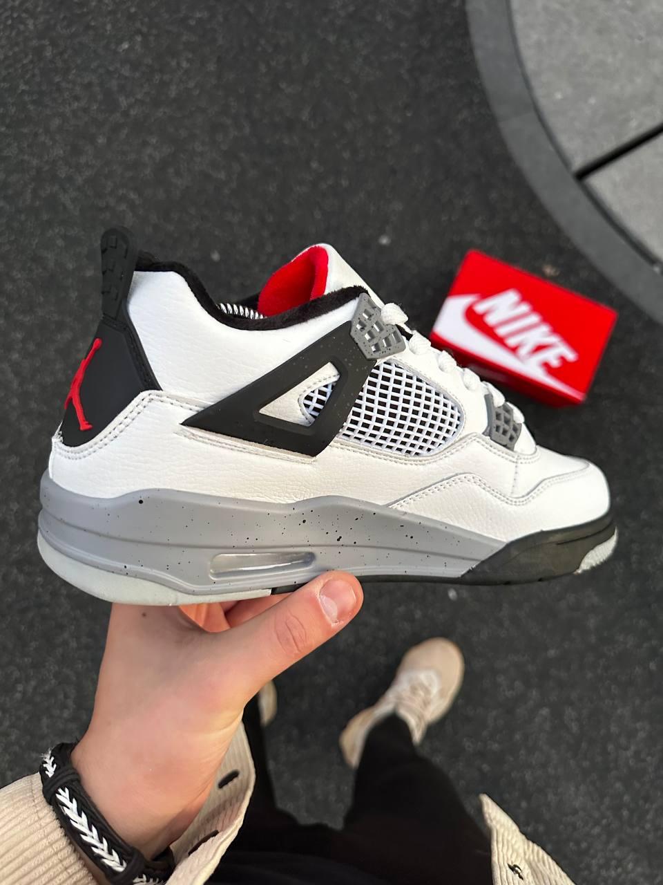 Чоловічі зимові кросівки Nike Air Jordan Retro 4 (біло-сірі) високі повсякденні кроси 3032-4 Найк vkross, фото 1