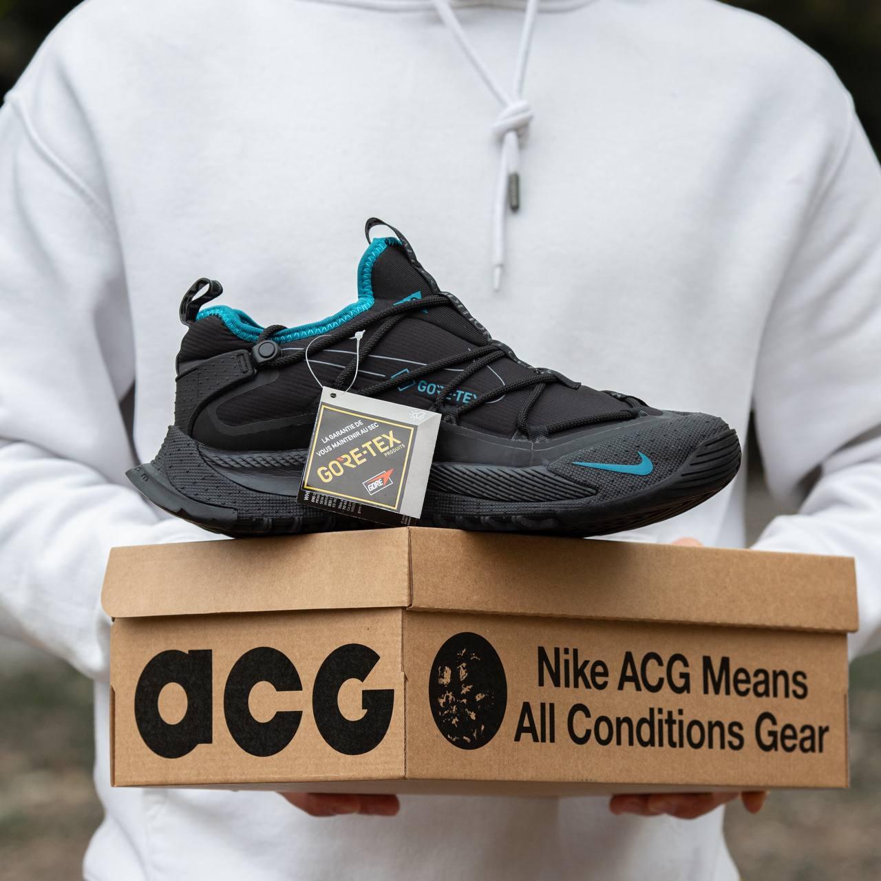 Чоловічі спортивні кросівки Nike ACG Air Terra Antarktik Low Black Blue (чорні із синім) стильні 1869 Найк vkross