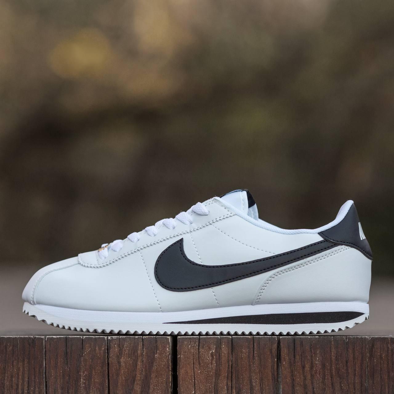 Чоловічі повсякденні кросівки Nike Cortez White Black (біло-чорні) модні демісезонні кроси 1919 Найк vkross