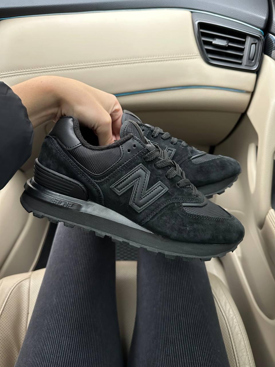 Жіночі осінні кросівки New Balance 574 Legacy Black Thermo (чорні) повсякденні замшеві 5210 Нью Беленс топ