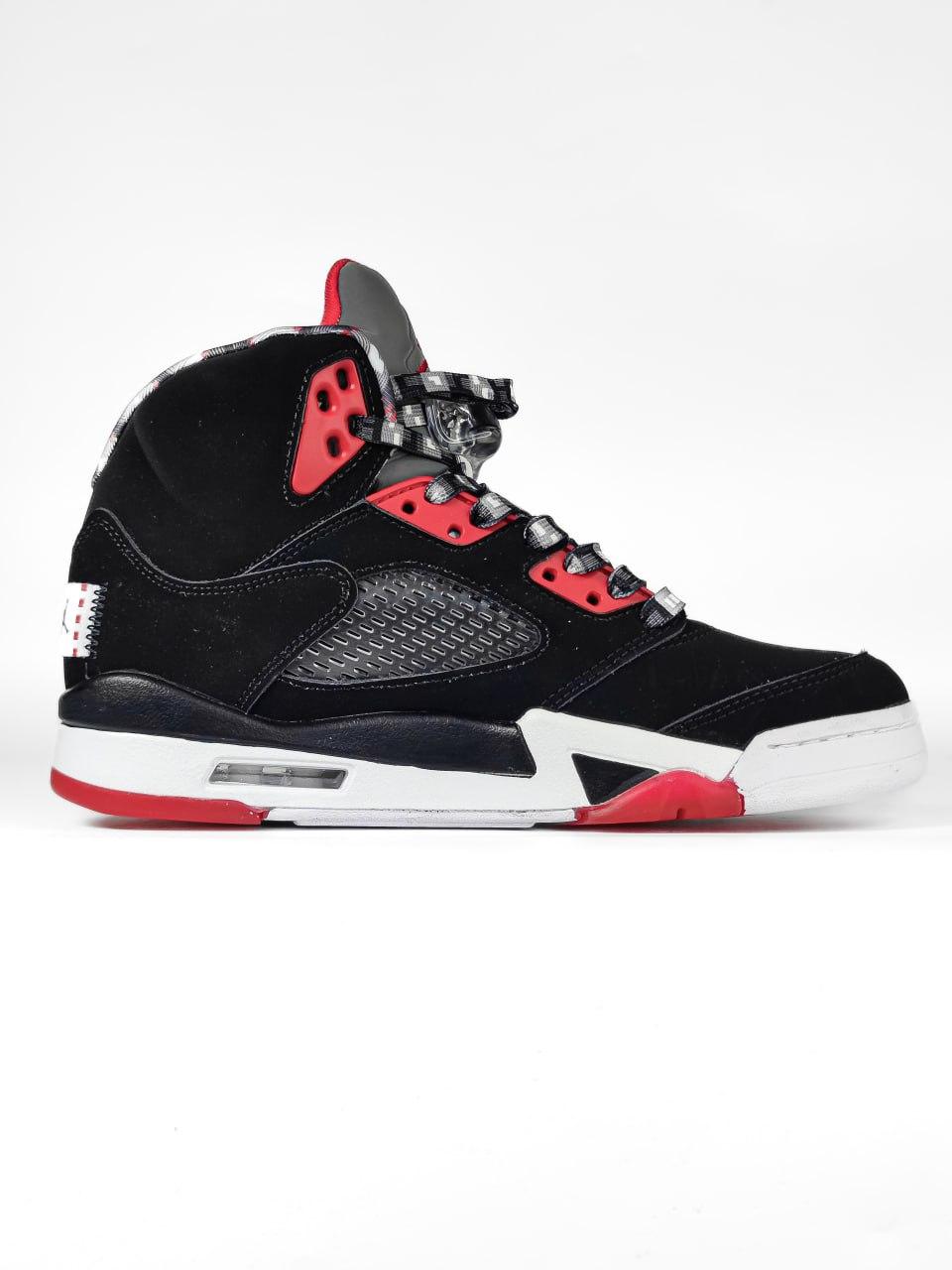 Чоловічі кросівки Nike Air Jordan 5 Retro 'Quai 54' Red (чорні з червоним) високі NK755-N Найк vkross