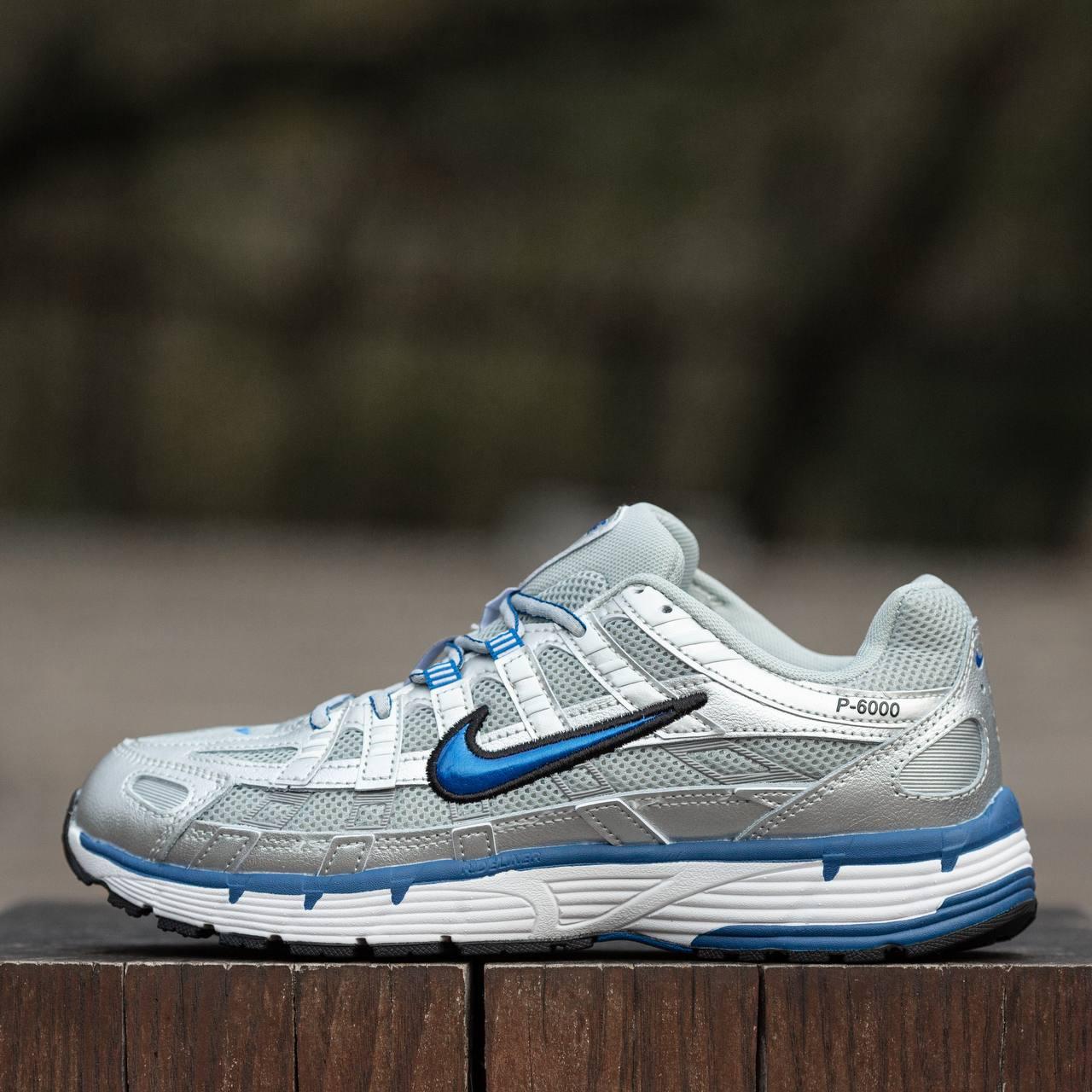 Чоловічі спортивні кросівки Nike P-6000 Silver Blue (сірі із синім) модні повсякденні кроси 1929 Найк vkross