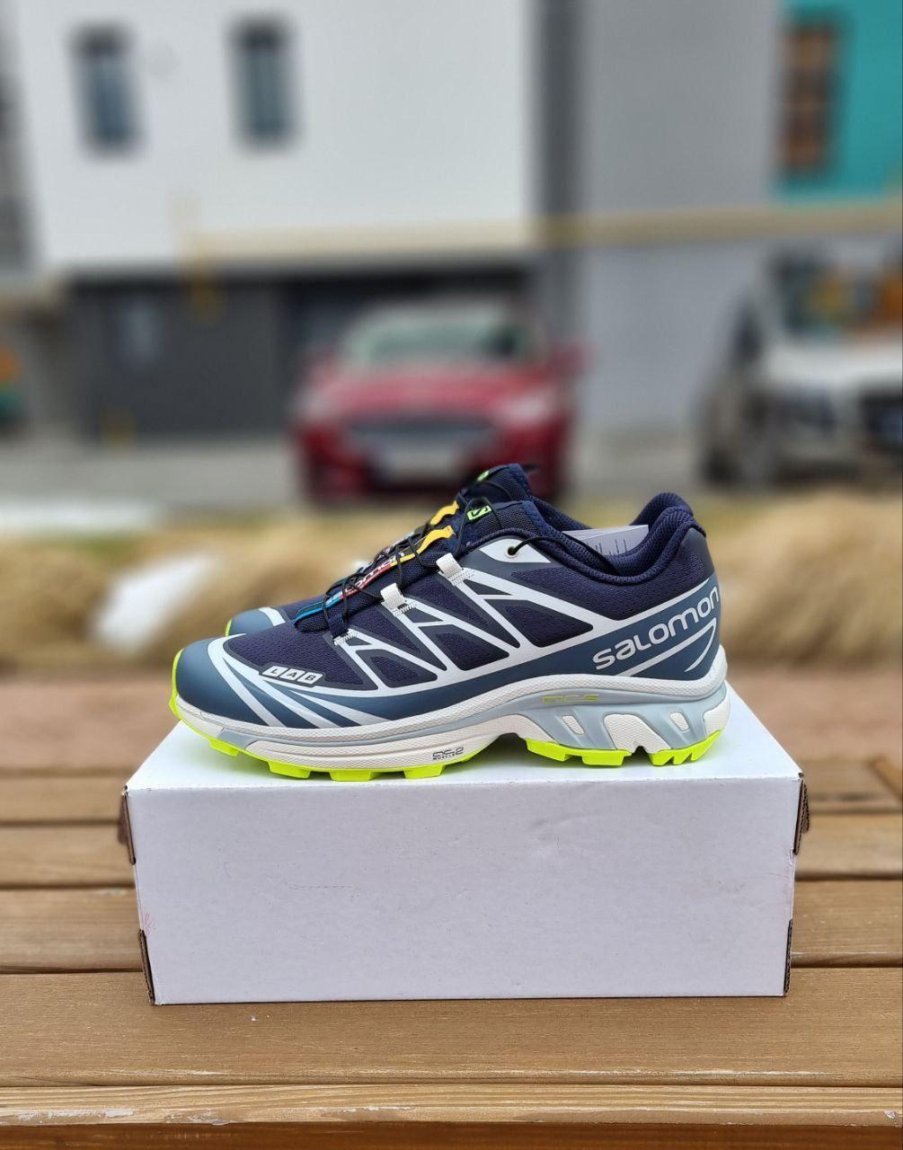 Чоловічі спортивні кросівки Salomon XT-6 Adv Navi Blue Lime (синьо-зелені) повсякденні кроси 01250 Саломонм vkross