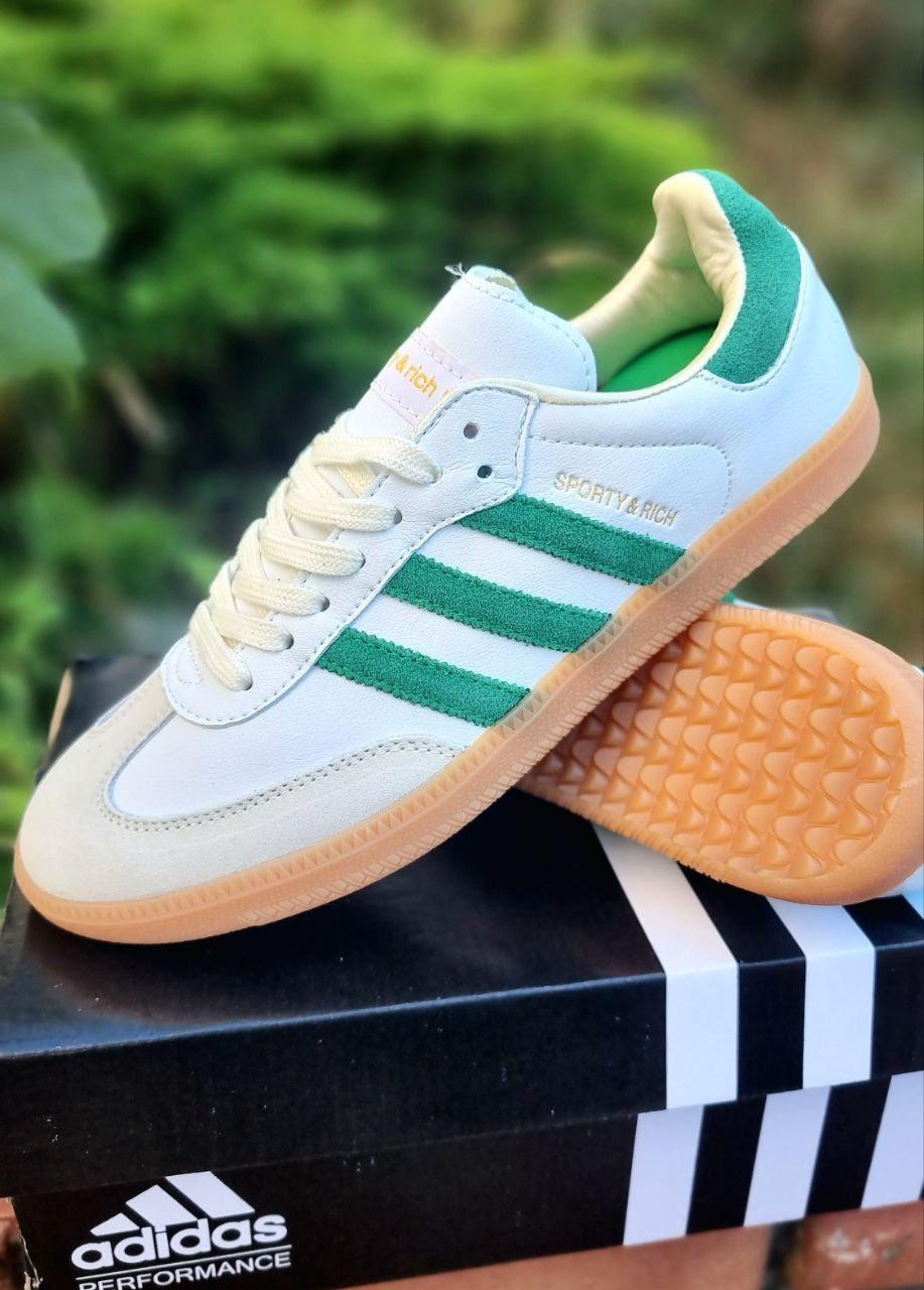 Чоловічі кросівки Adidas SPORTY&RICH (білі із зеленим) стильні повсякденні кроси 01175 Адідас vkross