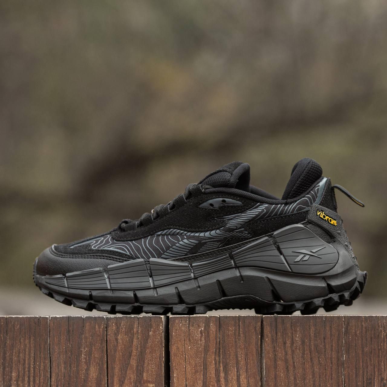 Чоловічі спортивні кросівки Reebok Zig Kinetica 2.5 Black Suede (чорні) модні повсякденні 1961 Рибок vkross