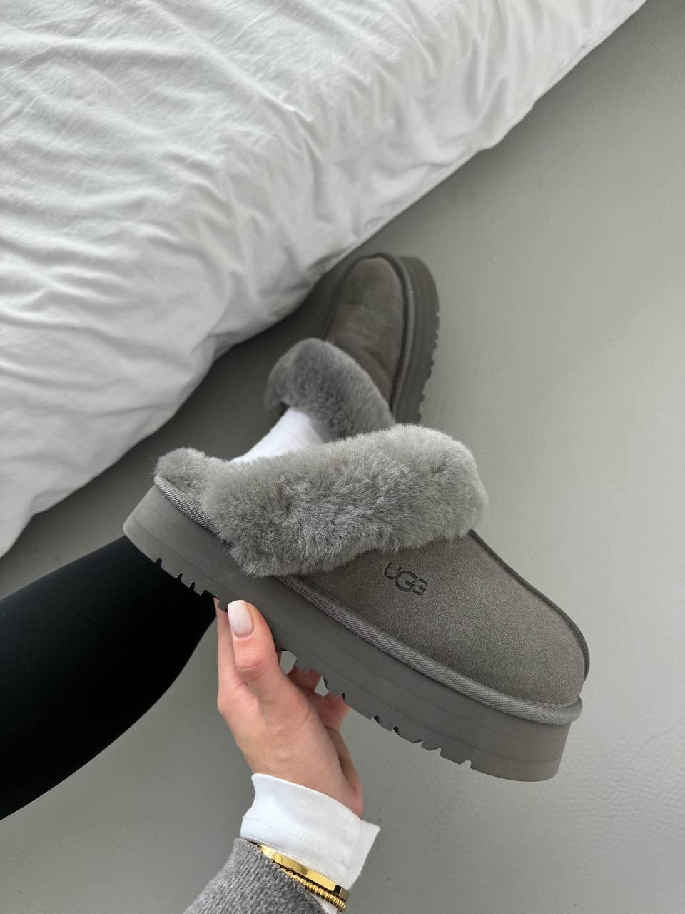 Жіночі уггі-шльопанці UGG Disquette (сірі) модні зимові капці 5772351 Уги vkross, фото 1