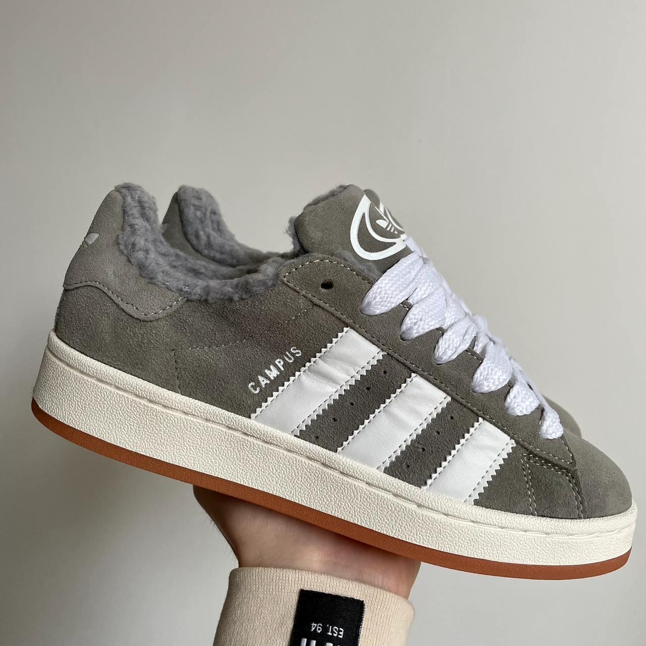 Жіночі зимові кросівки Adidas Campus Grey White Winter (сірі з білим) спортивні кроси 0575v Адідас vkross
