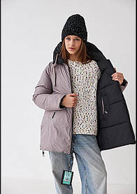 Зимова тепла двостороння довга дитяча куртка з капюшоном