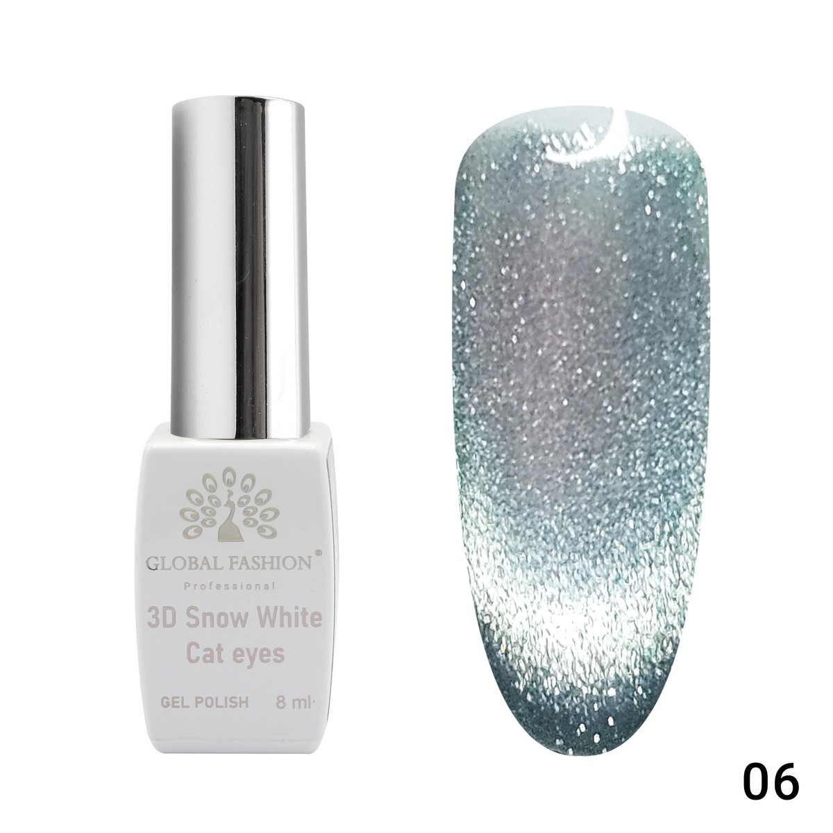 Гель-лак Global Fashion 3D Snow White Cat Eyes #6, 8 мл