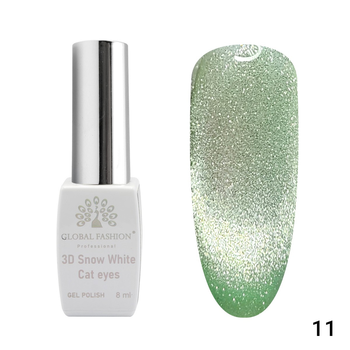 Гель-лак Global Fashion 3D Snow White Cat Eyes #11, 8 мл