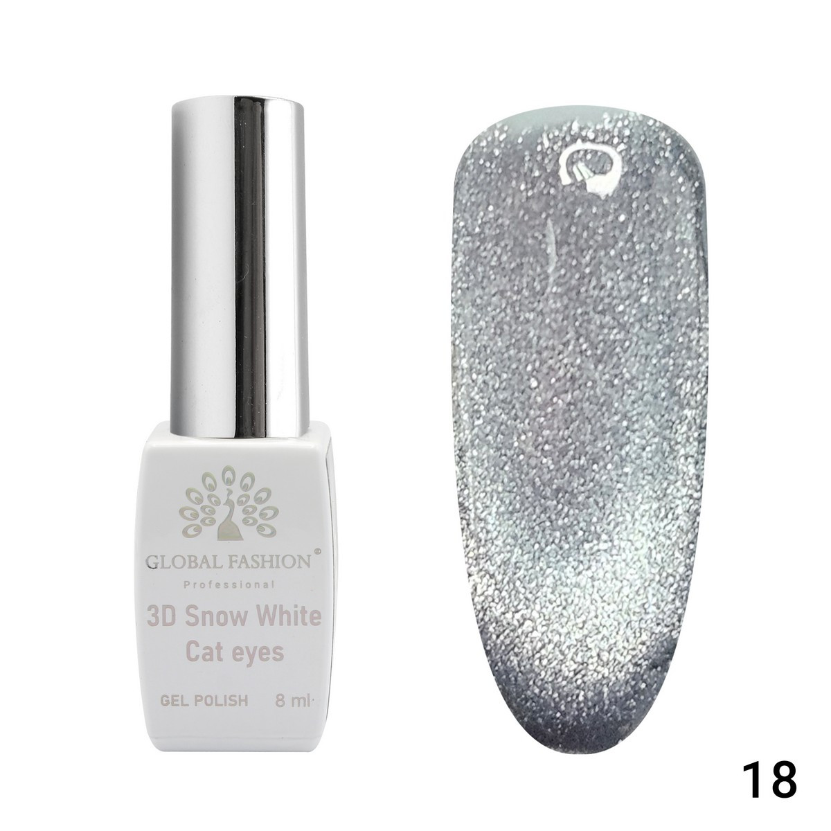 Гель-лак Global Fashion 3D Snow White Cat Eyes #18, 8 мл