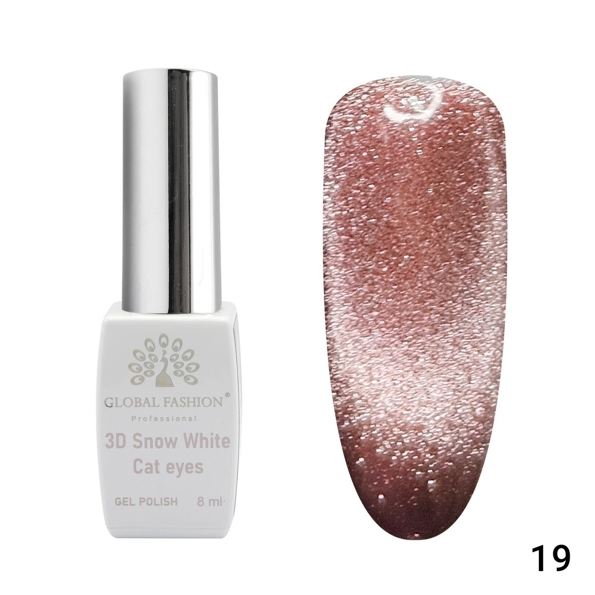 Гель-лак Global Fashion 3D Snow White Cat Eyes #19, 8 мл