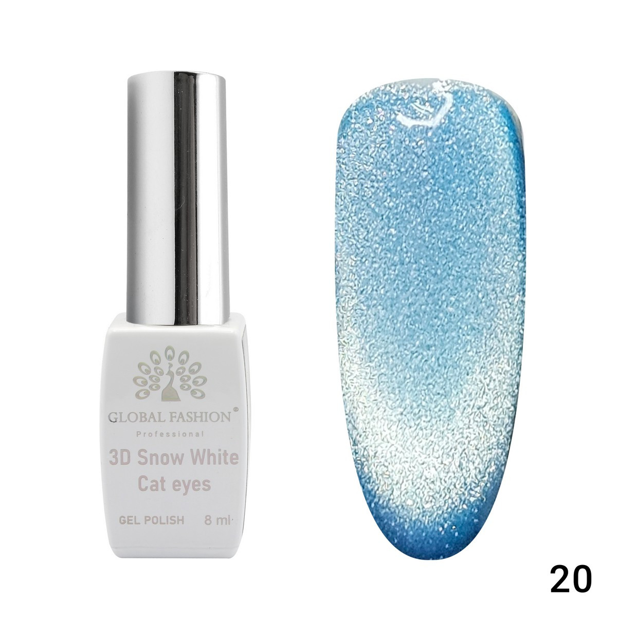 Гель-лак Global Fashion 3D Snow White Cat Eyes #20, 8 мл
