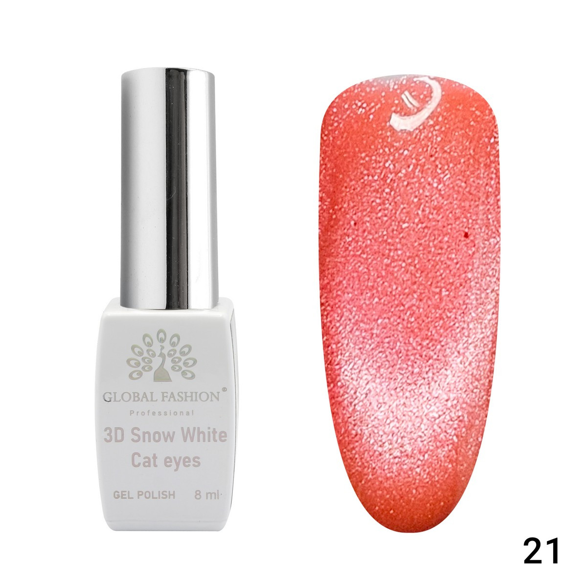 Гель-лак Global Fashion 3D Snow White Cat Eyes #21, 8 мл