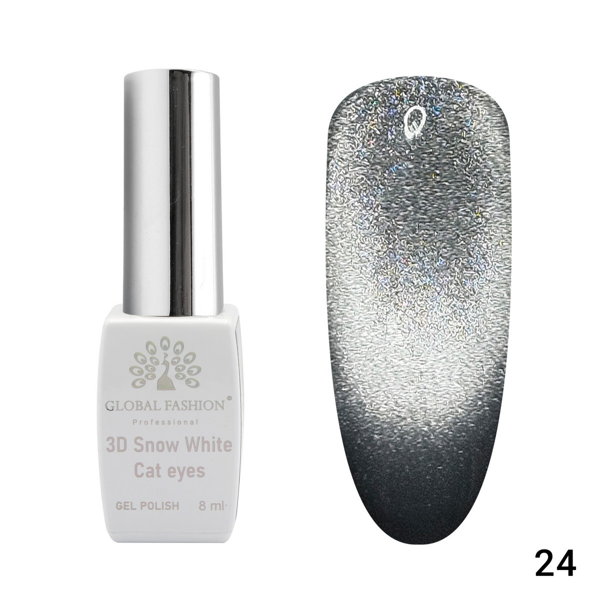 Гель-лак Global Fashion 3D Snow White Cat Eyes #24, 8 мл