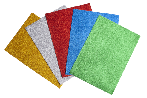 Фоаміран А4 2мм з блискітками глітером з клейким шаром набір 5 кольорів Zibi ZB.1848, фото 1