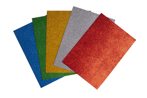 Фоаміран А4 2мм з блискітками глітером набір 5 кольорів Zibi ZB.1840, фото 1