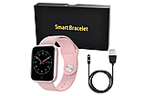 Смарт-годинник Smart Watch T80S Pink + 2 браслети — сталевий і силіконовий (температура, пульс, тиск, кисень), фото 4
