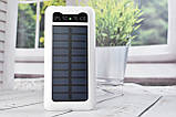 Solar Power Bank Павербанк з сонячною батареєю + ліхтарик 10000 mAh White, фото 3