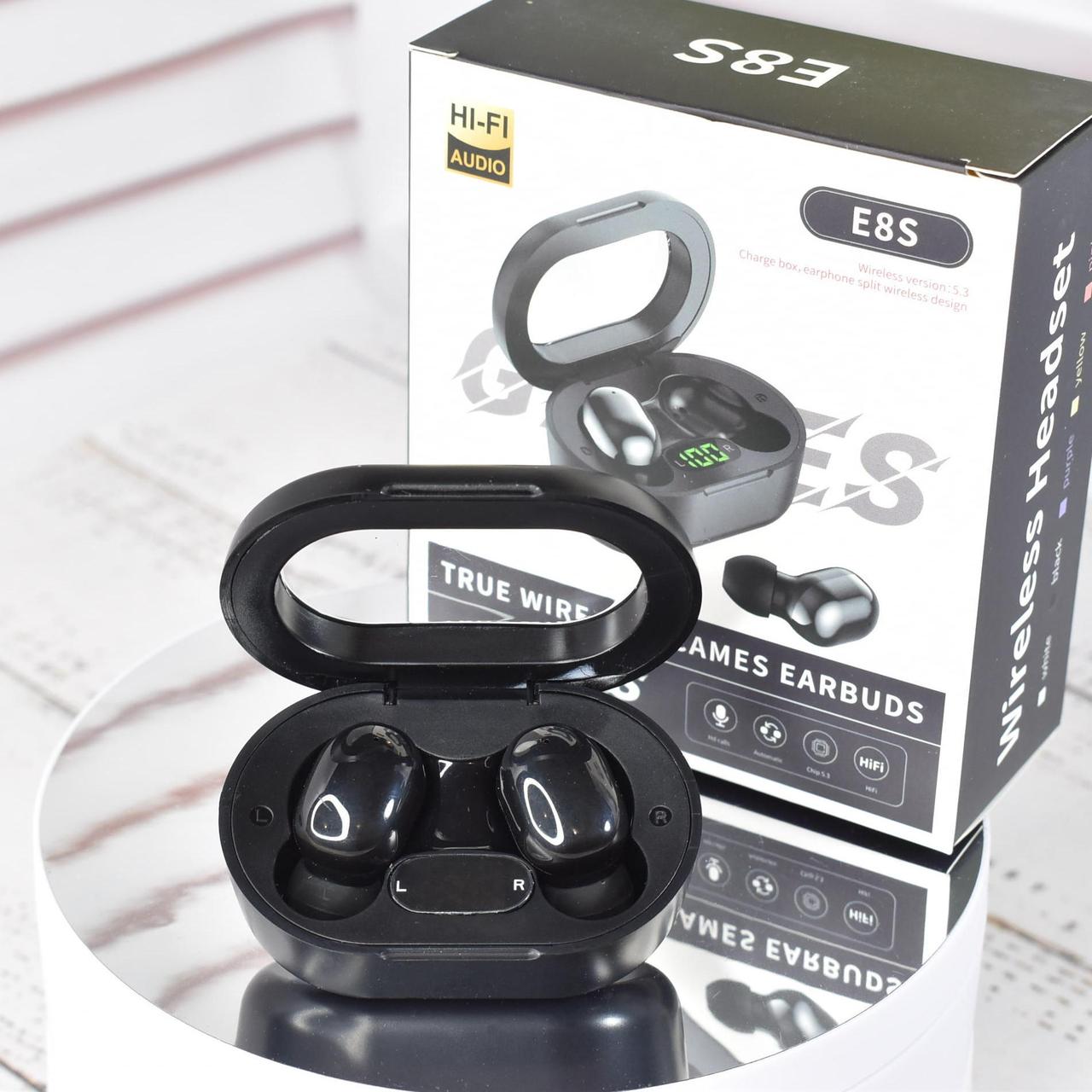 Бездротові вакуумні сенсорні навушники E8S Games stereo earphones Black