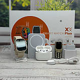 Комплект X8Plus Smart Watch Ultra 2 + Air pro + Павербанк + Телефон White, фото 6