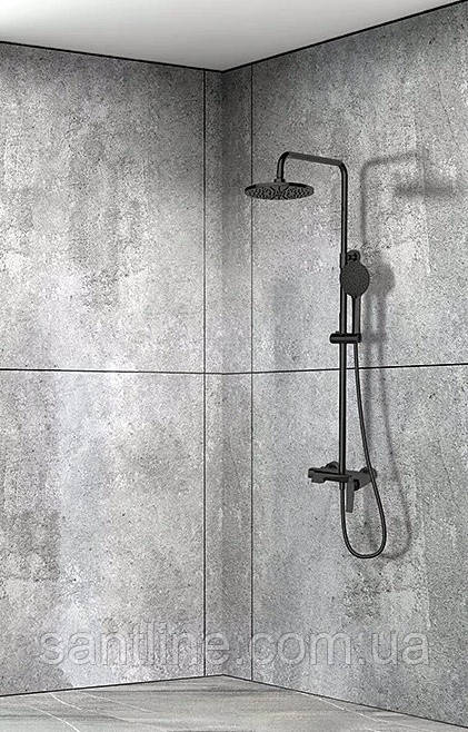 Душова система із змішувачем виливом DUSEL MILTON Black стійка для душу латунна, фото 1