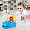 Дитяча музична іграшка бегемот стукалка Розвивальна гра з молоточками підсвічування звуки птахів мелодії, фото 6