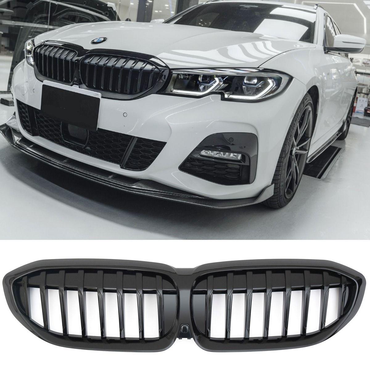 Решітки радіатора BMW G20 (19-22) ноздрі тюнінг (чорний глянц), фото 1