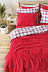 Зимова постільна білизна двостороння фланель - овчина Istanbul Home червоний полуторний, євро, фото 2