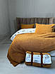 Зимова постільна білизна двостороння фланель - овчина Istanbul Home гірчичний полуторний, євро, фото 3