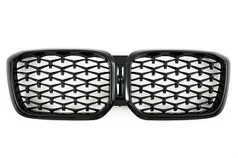 Решітка радіатора BMW X3 G01 LCI (2021+) тюнінг ніздрі стиль Diamond (чорний глянець)