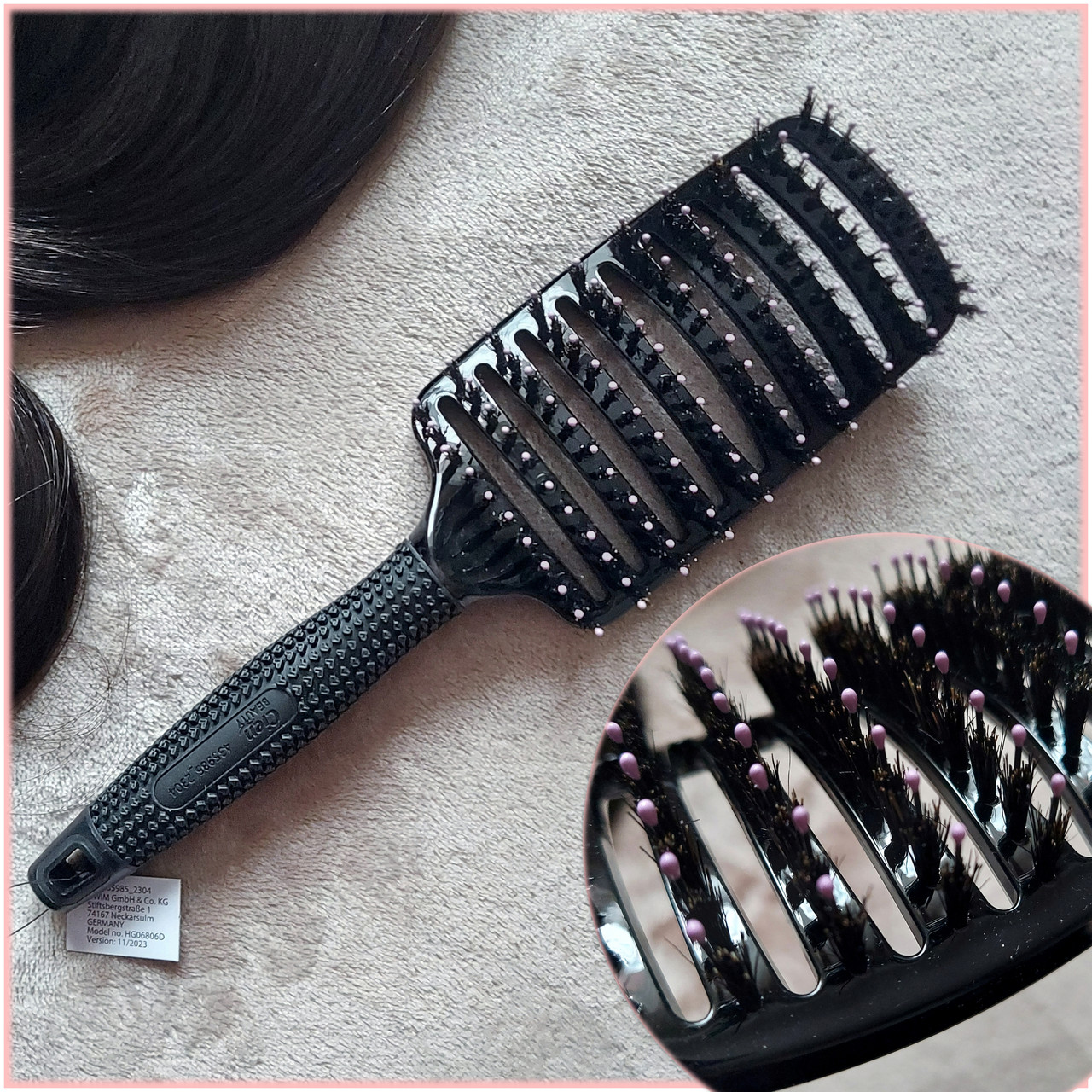 Гребінець щітка масажний продувний з щетиною для волосся Cien Beauty (Німеччина), фото 1