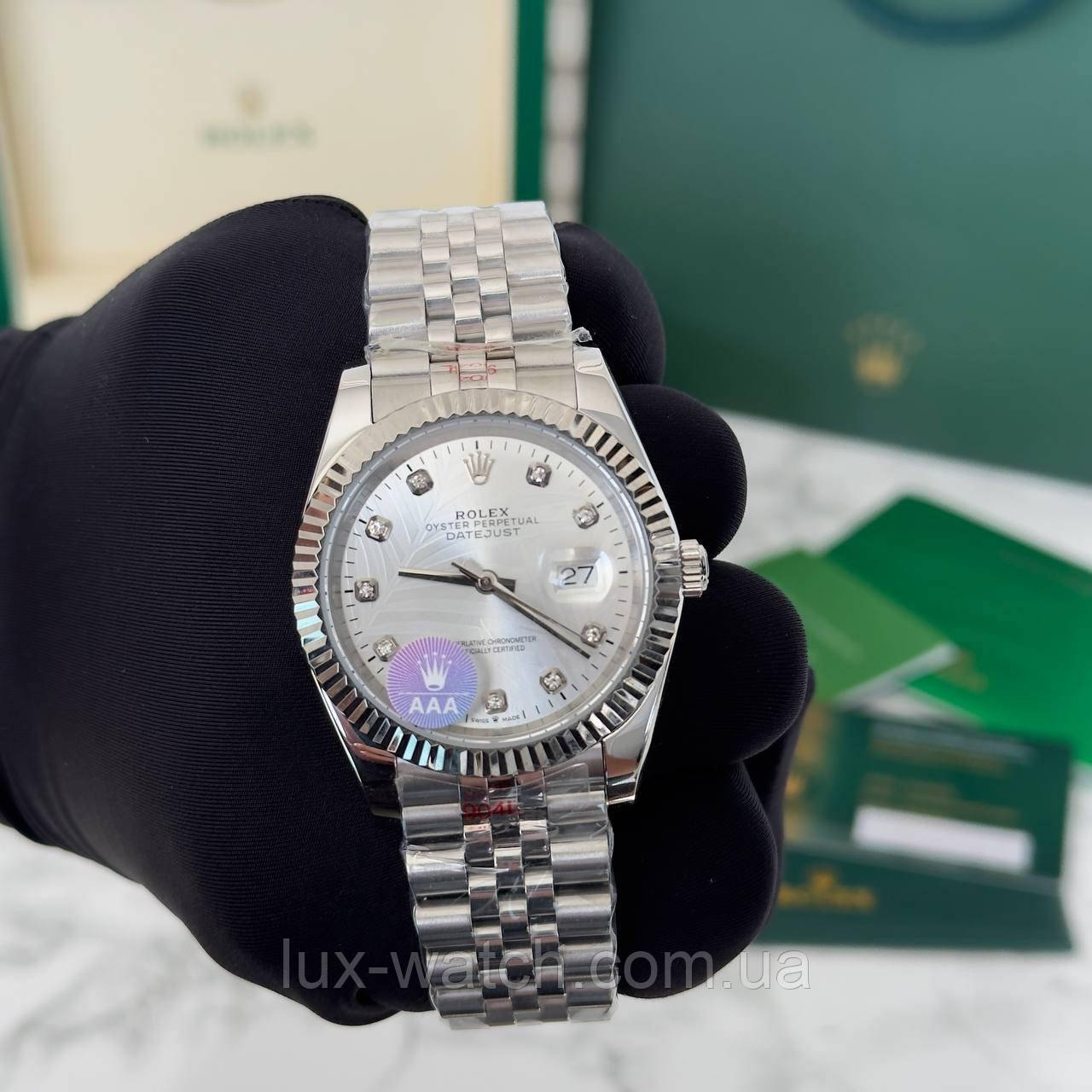 Годинник наручний Rolex Datejust Diamond 41 Silver-Pearl