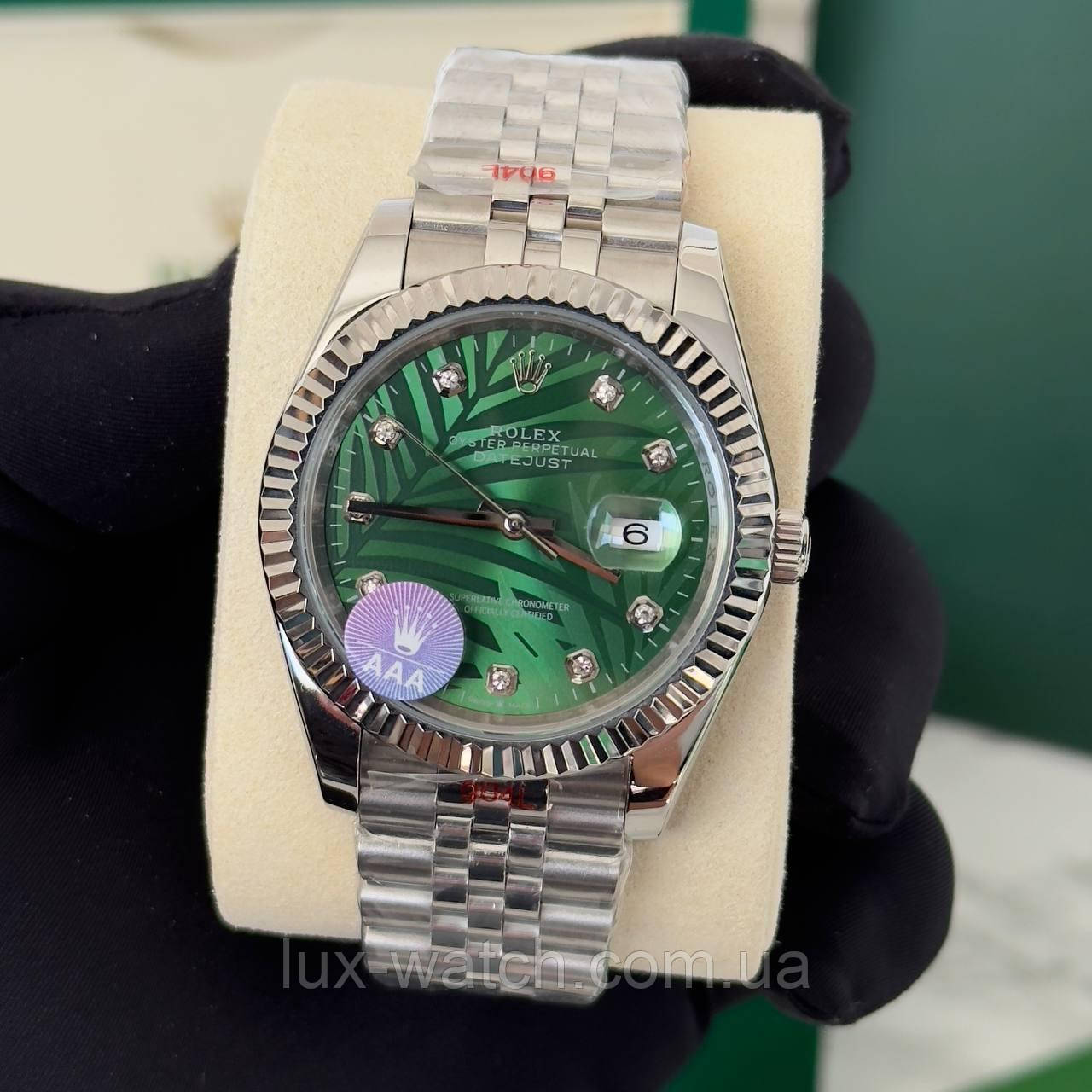 Наручний годинник Rolex Datejust Diamond 41 Silver-Green