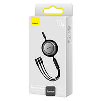 Кабель Baseus Bright Mirror 2 Series Retractable 3-in-1 Fast Charging Data Cable Type-C to M+L+C 100W 1.1m Black, фото 5