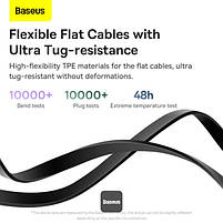 Кабель Baseus Bright Mirror 2 Series Retractable 3-in-1 Fast Charging Data Cable Type-C to M+L+C 100W 1.1m Black, фото 3