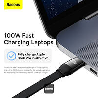 Кабель Baseus Bright Mirror 2 Series Retractable 3-in-1 Fast Charging Data Cable Type-C to M+L+C 100W 1.1m Black, фото 7