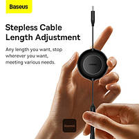 Кабель Baseus Bright Mirror 2 Series Retractable 3-in-1 Fast Charging Data Cable Type-C to M+L+C 100W 1.1m Black, фото 8